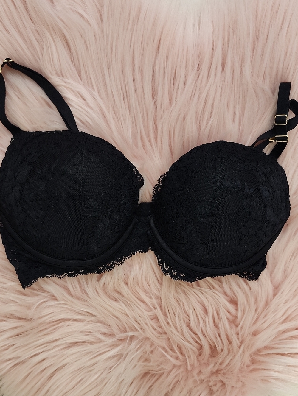 PRE-LOVED LA SENZA FLORAL LACE BEYOND SEXY CLASSIC PLUNGE PUSH-UP BRA-34C